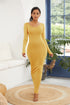 round-neck-long-sleeve-maxi-wrap-dress Sophia's Trends - Sophia's Style-Tan-S